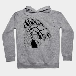 mechagodzilla kaiju in armor of bits ecopop art Hoodie